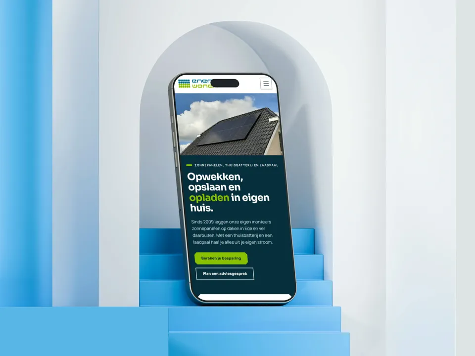 Energie Wonen website on a phone