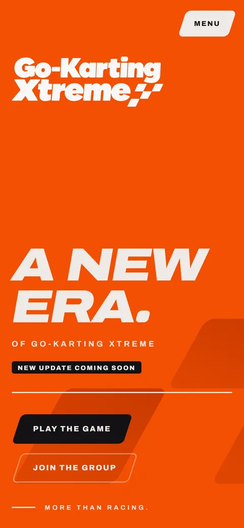 Go-Karting Xtreme on a phone, with the logo above 'A new era' and the Play the game button