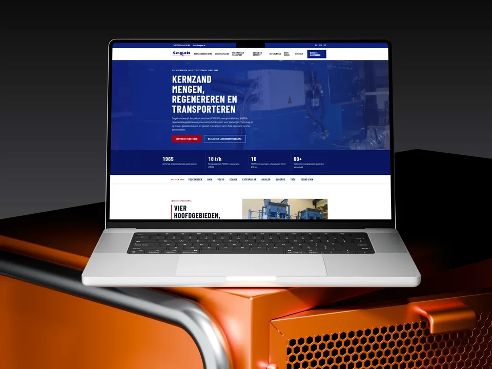 Segab Engineering website on a laptop